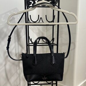 Perfect Kate Spade Black Glitter Small Removable Strap Crossbody Satchel Bag